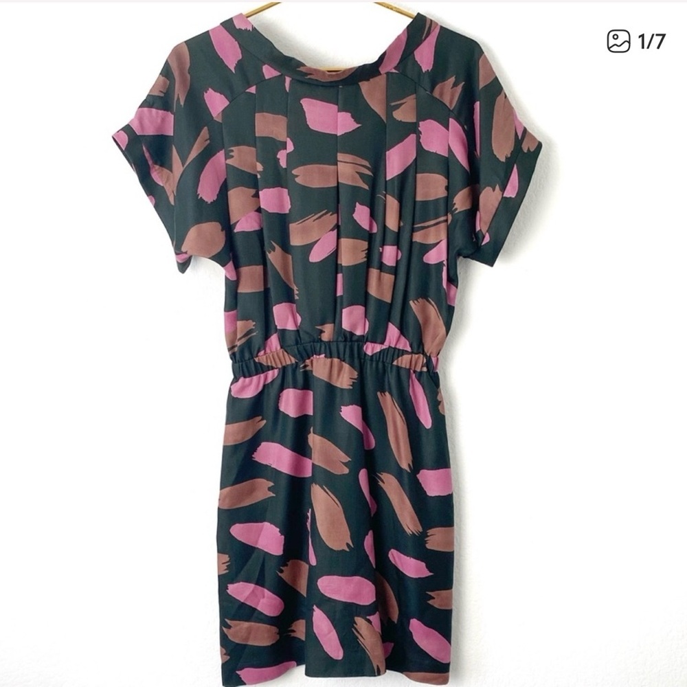 RACHEL COMEY Brush Stroke Print Silk Dress